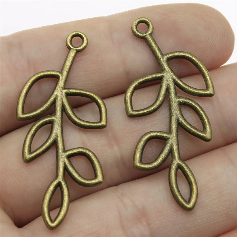 10pcs Tree Branch Pendant Charms Antique Bronze Color Branch Leaves Charms Jewelry DIY Branch Charms For Bracelet Making