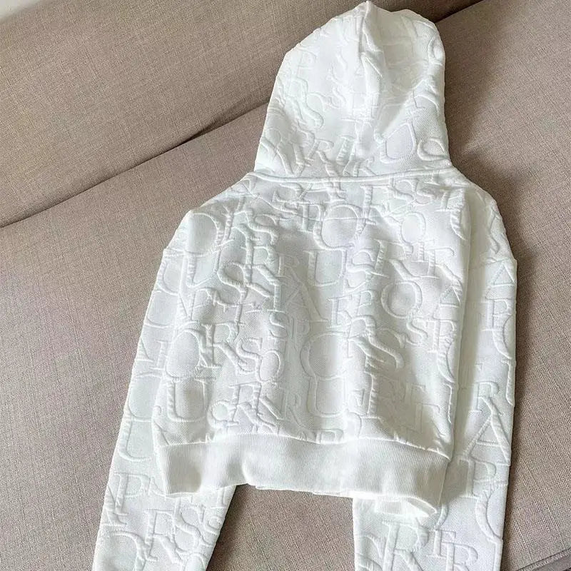 2 Piece Sets Womens Outfits Spring Fashion Skinny Hooded Short Jacket and Shorts Knitted Jacquard Designer Fall Women Clothing