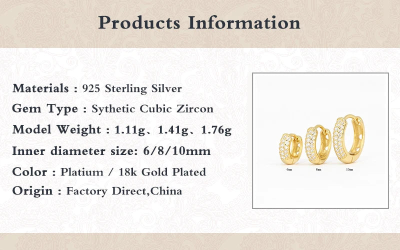 Aide 925 Sterling Silver Pave White CZ Stone Thick Hoop Earrings For Women Minimalist Mini Cartilage Chunky Earring Hoops Gift