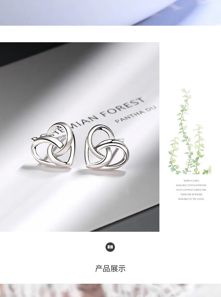 925 Sterling Silver Love Heart Stud Earrings For Women Luxury Designer Jewelry Best Selling   GaaBou