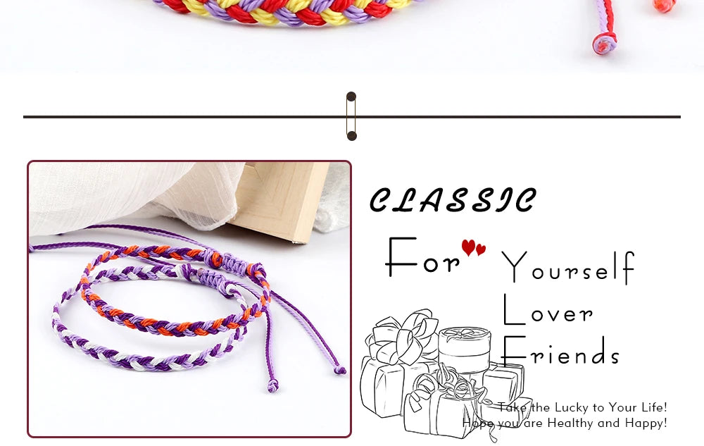 30Colors Bohemian Tibetan Bracelet & Bangle Women Men Handmade Waterproof Wax Thread Lucky Rope Christmas Jewelry Gift Bracelets