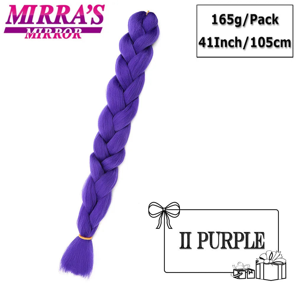 82 Inch Pure Color Jumbo Braiding Hair Extensions Synthetic Braids Ombre Hair For Box Braid Support Wholesale Mirra’s Mirror