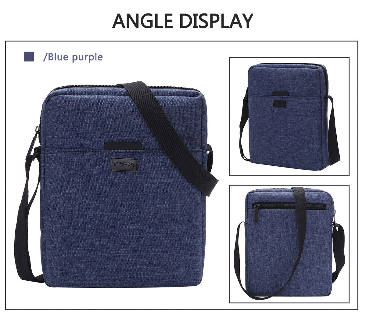 TINYAT Men's Bags Light Canvas Shoulder Bag For 7.9' Ipad Casual Crossbody Bags Waterproof Business Shoulder bag for men 0.13kg