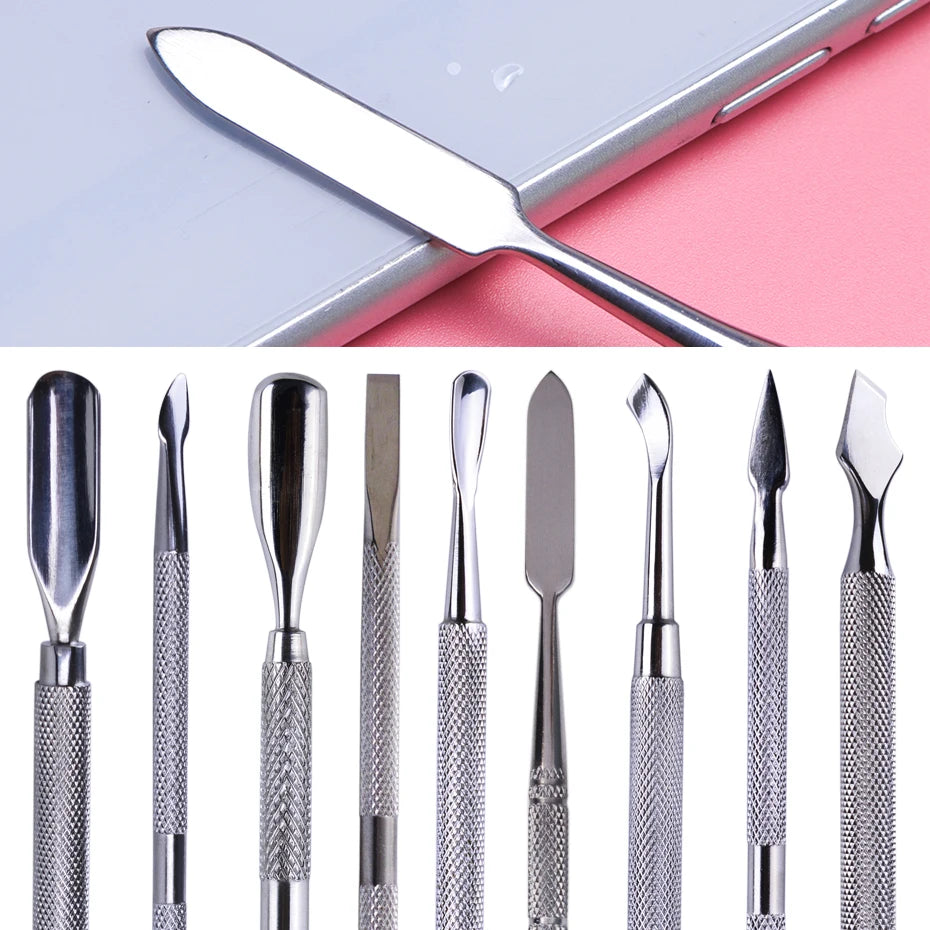 1pcs Double-ended Stainless Steel Nail Cuticle Pusher Tweezer For Dead Skin UV Gel Polish Remove Pedicure Manicure Tool LY01-16