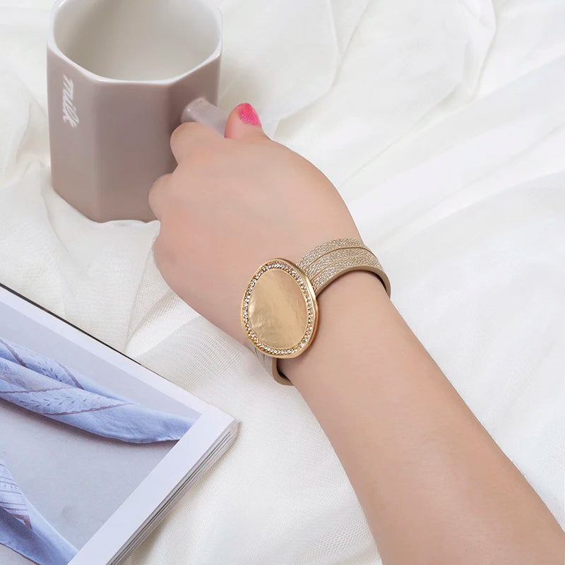 WYBU Wrap Leather Bracelets for Women Fashion Metal Leather Bracelet Charm Couple Wholesale Jewelry Dropshiping