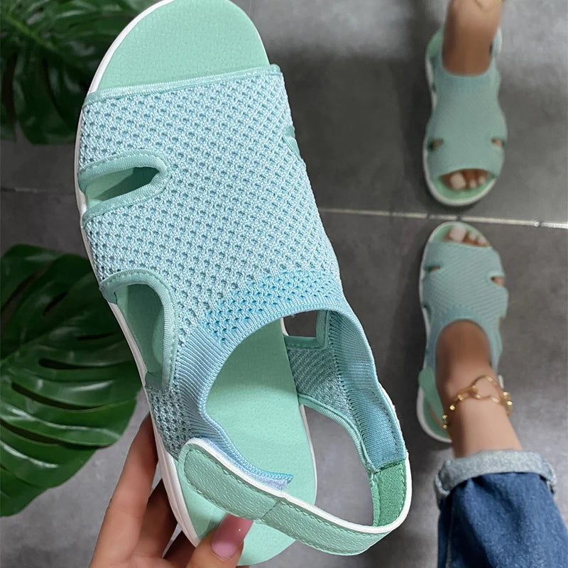 2021 New Summer Women Sandals Sexy Shoes Crystal Casual Woman Flats Buckle Strap Ladies Fashion Beach Shoe Big Size