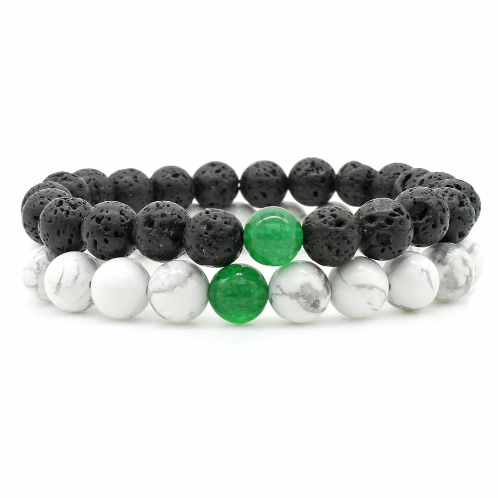 Women Men 8mm Beaded Natural Stone Bracelet Couples Lover Agate Quartz Lava Tiger Eye Healing Energy Bangle Yoga Jewelry