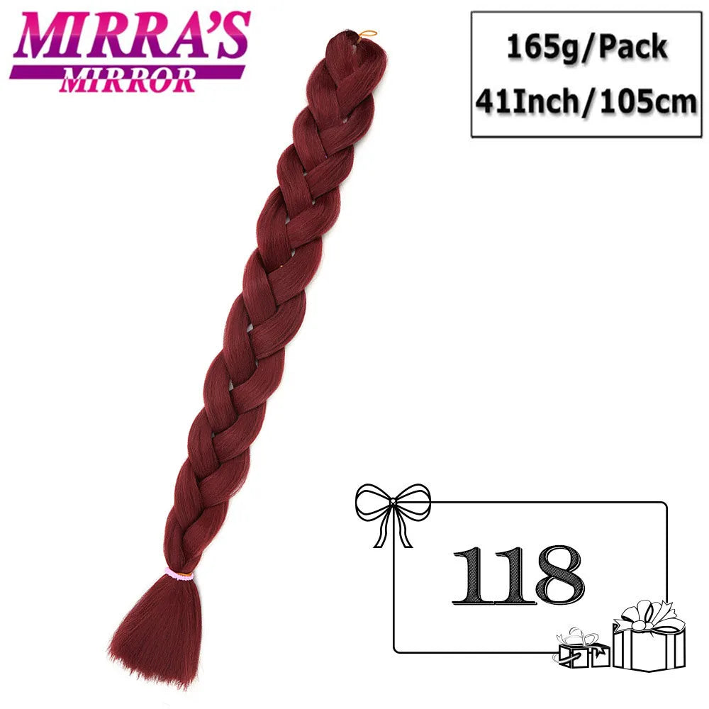 82 Inch Pure Color Jumbo Braiding Hair Extensions Synthetic Braids Ombre Hair For Box Braid Support Wholesale Mirra’s Mirror