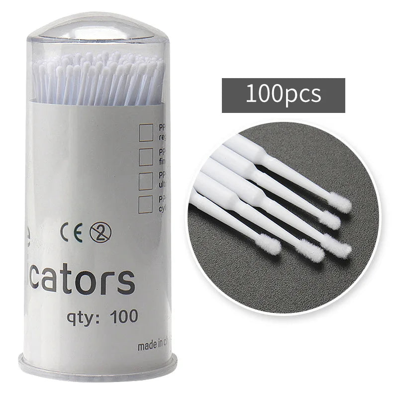 100pcs/lot Micro Brushes Make Up Eyelash Extension Disposable Eye Lash Glue Cleaning Brushes Free Applicator Sticks Makeup Tools
