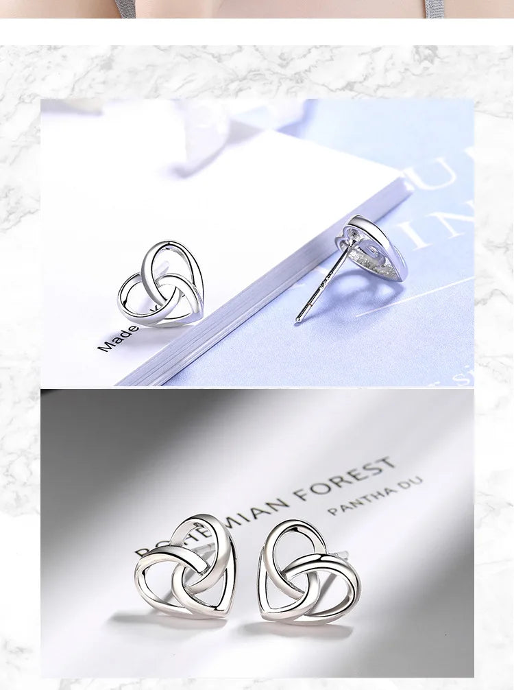 925 Sterling Silver Love Heart Stud Earrings For Women Luxury Designer Jewelry Best Selling   GaaBou