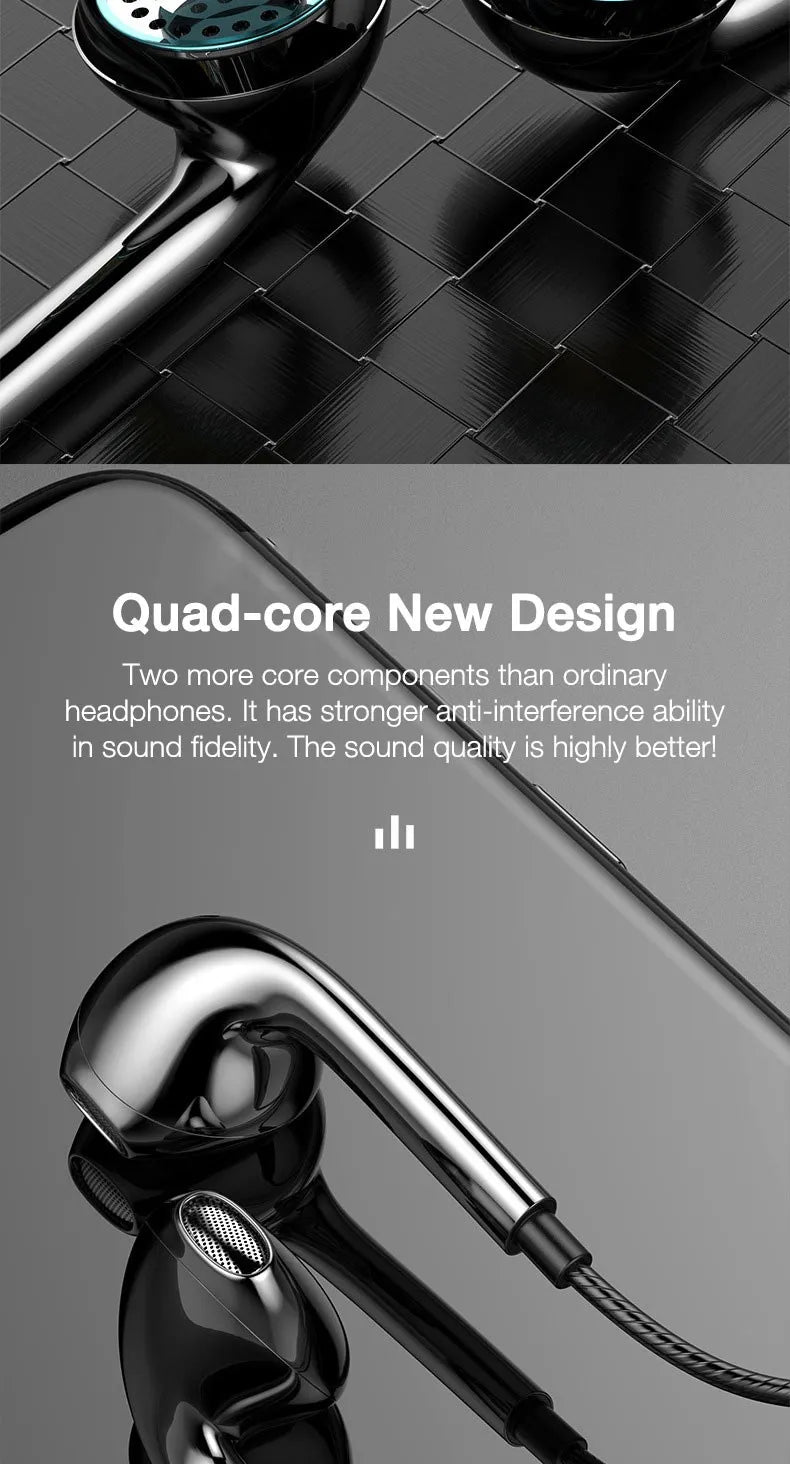 3.5mm Wired Headphones In Ear Headset Wired Earphones with Mic Bass Stereo Earbuds Sports In-line Control For Xiaomi Phones