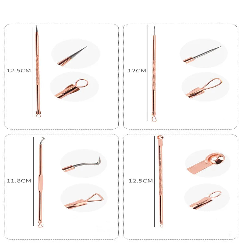 4Pcs Blackhead Black Spot Acne Comedone Pimple Blemish Remover Skin Care Women Beauty Acne Treatment Pore Cleanser Needle Hook Viralgem Store