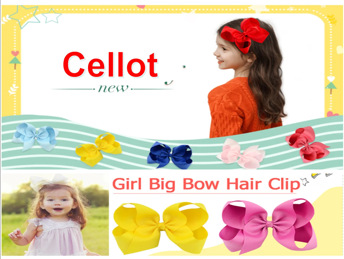 10 Pcs 4'' Cute Solid Grosgrain Ribbon Bowknot Hair Clips For Girls Handmade Hairpins Barrettes Headwear Kids Hair Accessories