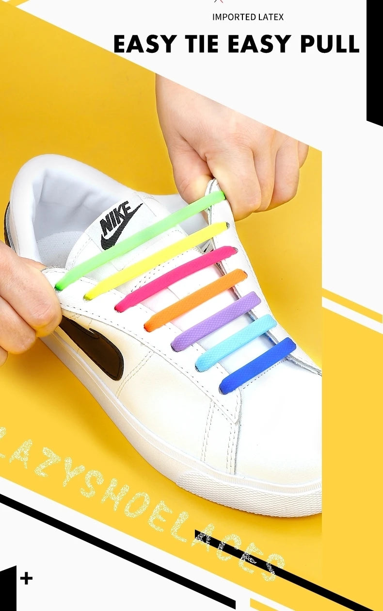 2024 New Silicone Elastic Shoelaces Fashion Unisex Athletic No Tie Shoe Lace All Sneakers Color Shoelaces for Kids and Adults