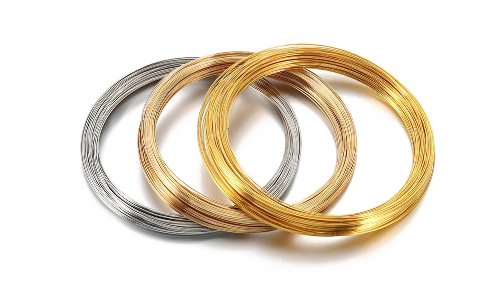 100 Loops Gold Steel Color Memory Wire 60mm Bracelet Bangle Loop 115mm Necklace Collar Hoop for Jewelry Making DIY Accessories