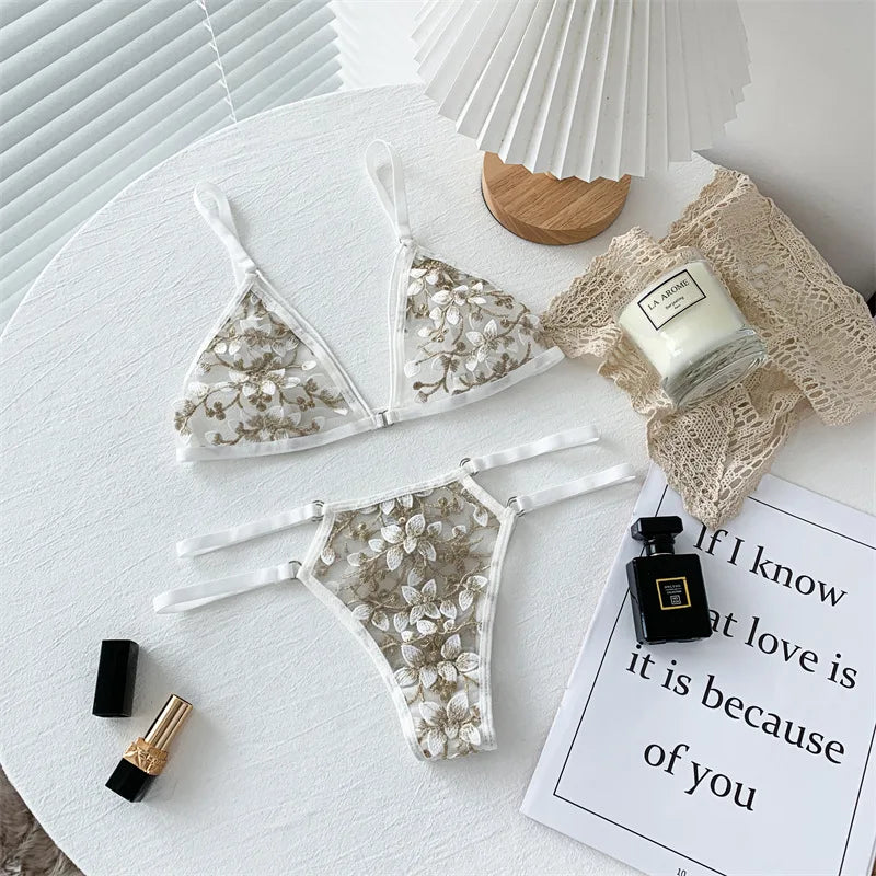 Women Lace Bra Sets Seamless Underwear Backless Vest Sexy Bralette Lingerie Ultrathin Bra & Brief Sets Female Dropshipping Viralgem Store