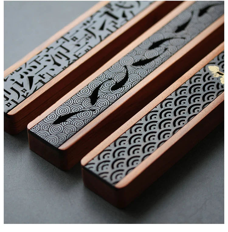 1pc Antique personality solid wood hollowed out line incense box portable sleeping incense box incense box incense fumigation