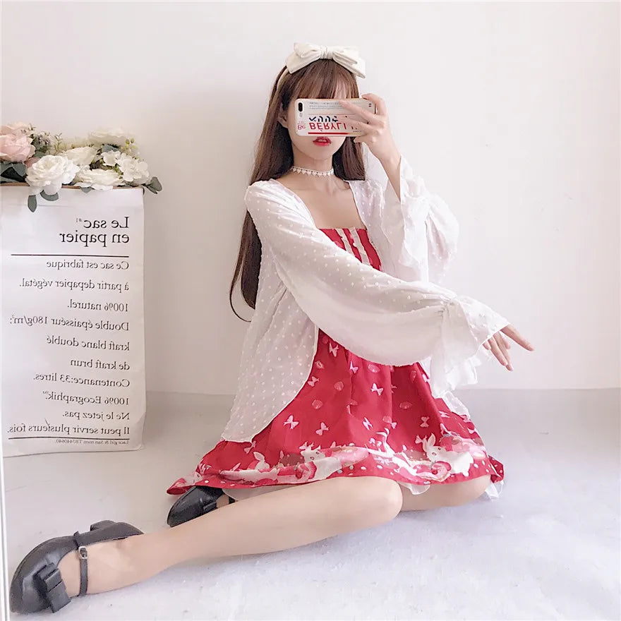 Sun-protective clothing sweet lolita coat lantern sleeve kawaii girl white victorian clothes tea party gothic lolita coat loli