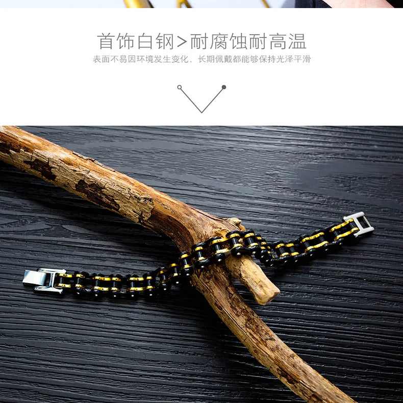 Stainless Steel Biker Chain Bracelet Mens Bracelet Link Chain Motorcycle Bicycle Style Bracelets Fashion Punk Bangles Jewelry