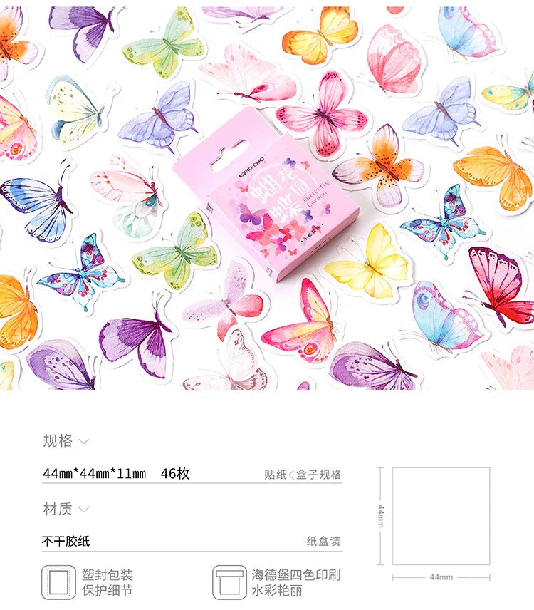 45pcs/box Lovely Butterfly Label Stickers Set Decorative Stationery Craft Stickers Scrapbooking Diy Diary Album Stick Label Viralgem Store