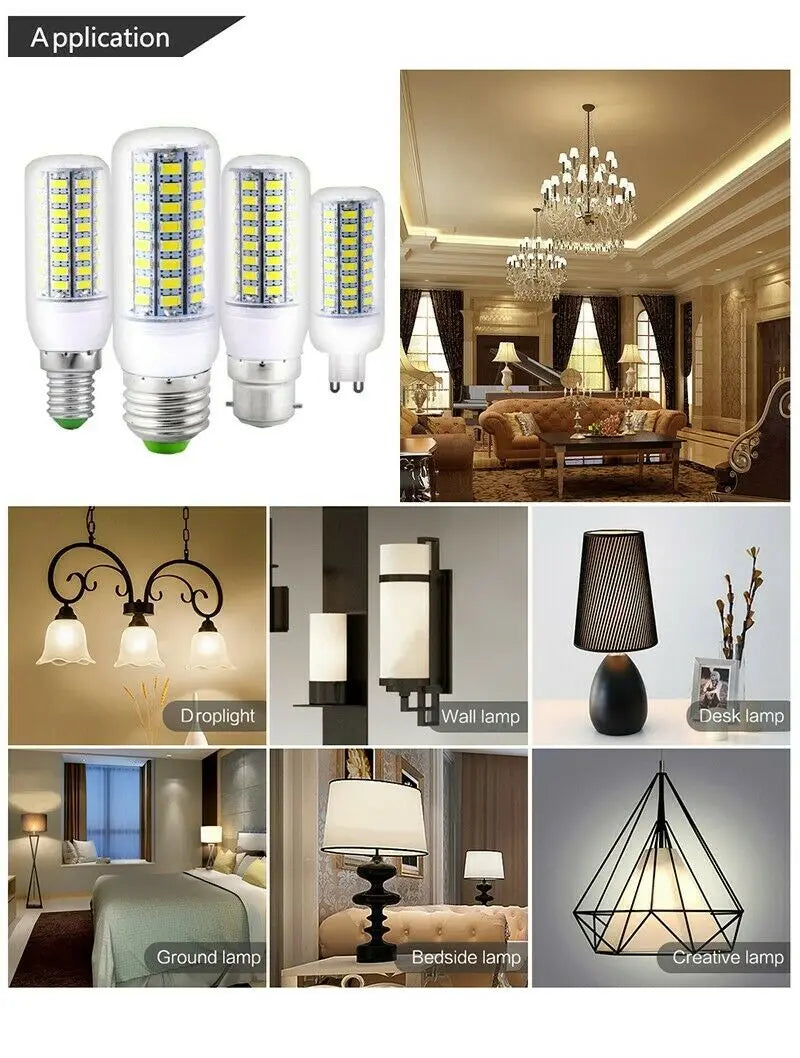 Super Brightness 7W-15W LED Corn Light Bulbs E27 E14 B22 G9 GU10 Screw 24/36/48/56/69/72 LED Chips White Lampada 220V Ampoule Viralgem Store