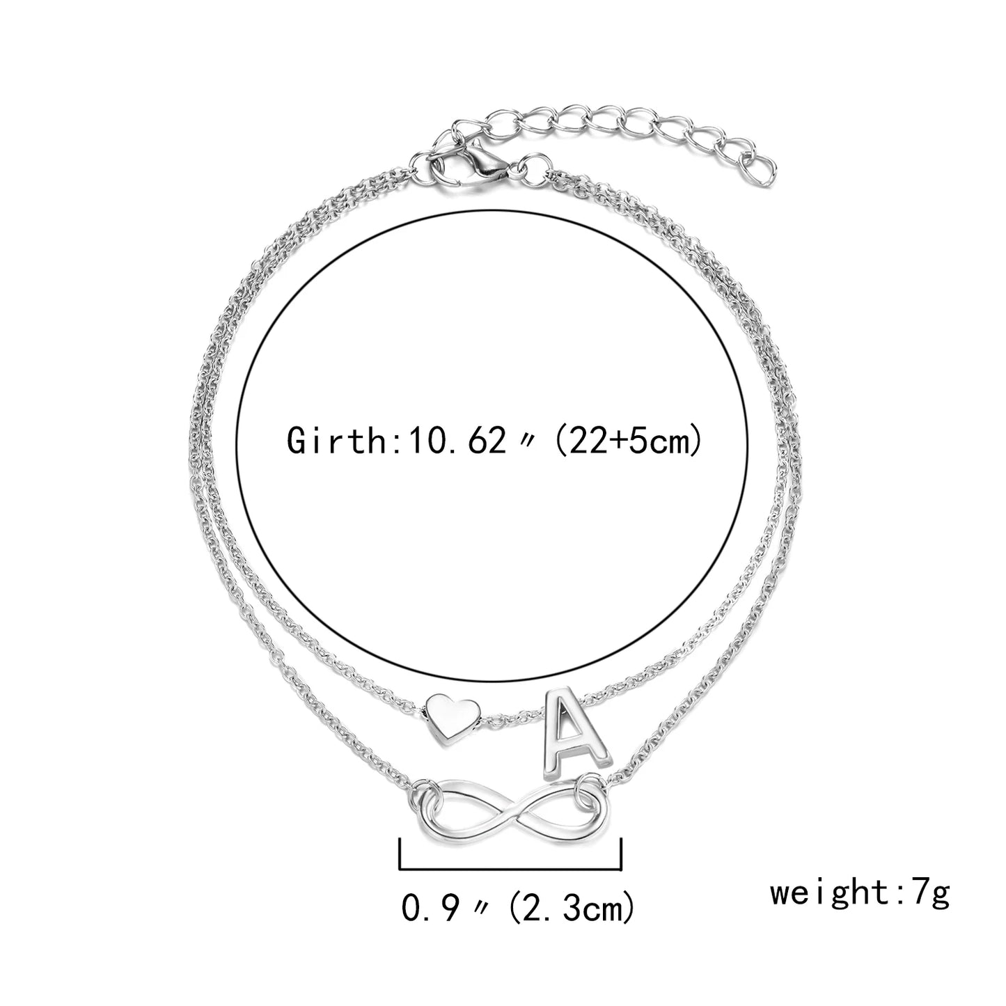 Women's Anklet Bohemian Layered 26 Letter Heart Anklet 2023 Summer Beach Anklets On Foot Ankle Bracelets Foot Leg Chain Jewelry