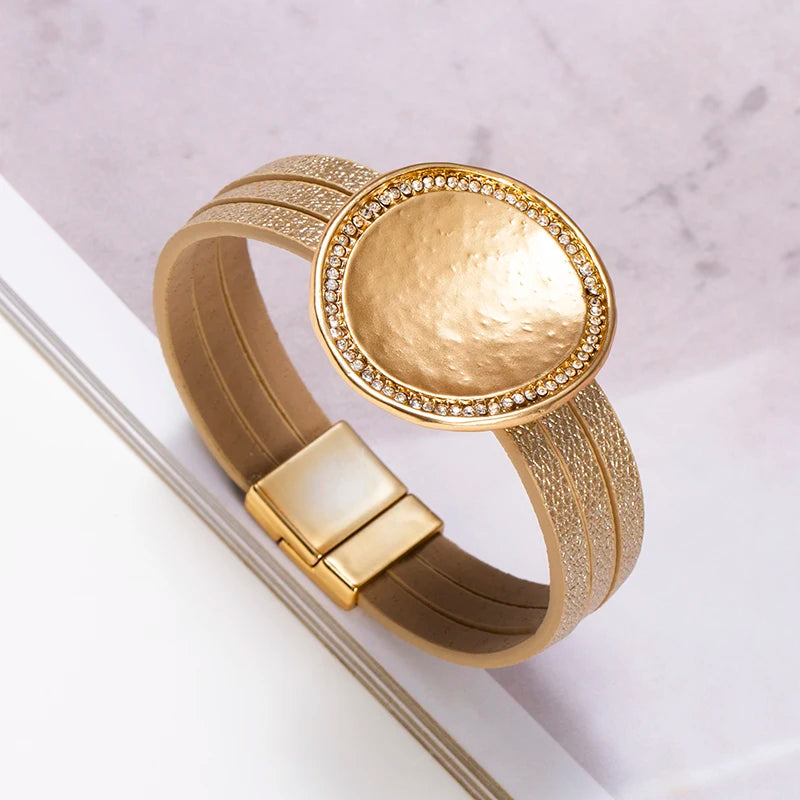 WYBU Wrap Leather Bracelets for Women Fashion Metal Leather Bracelet Charm Couple Wholesale Jewelry Dropshiping