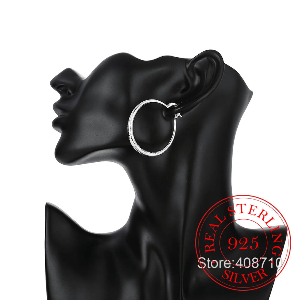 925 Sterling Silver Hip Hop Round Earrings for Women Large Circle 4.0cm Piercing Hoop Earring Dropship Suppliers Viralgem Store