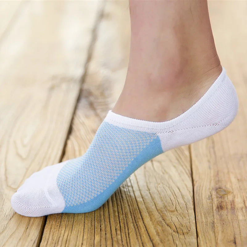 5Pairs Fashion high quality man Non-slip Silicone Invisible Compression Socks Male Ankle Sock Breathable Meias Cotton Boat Socks