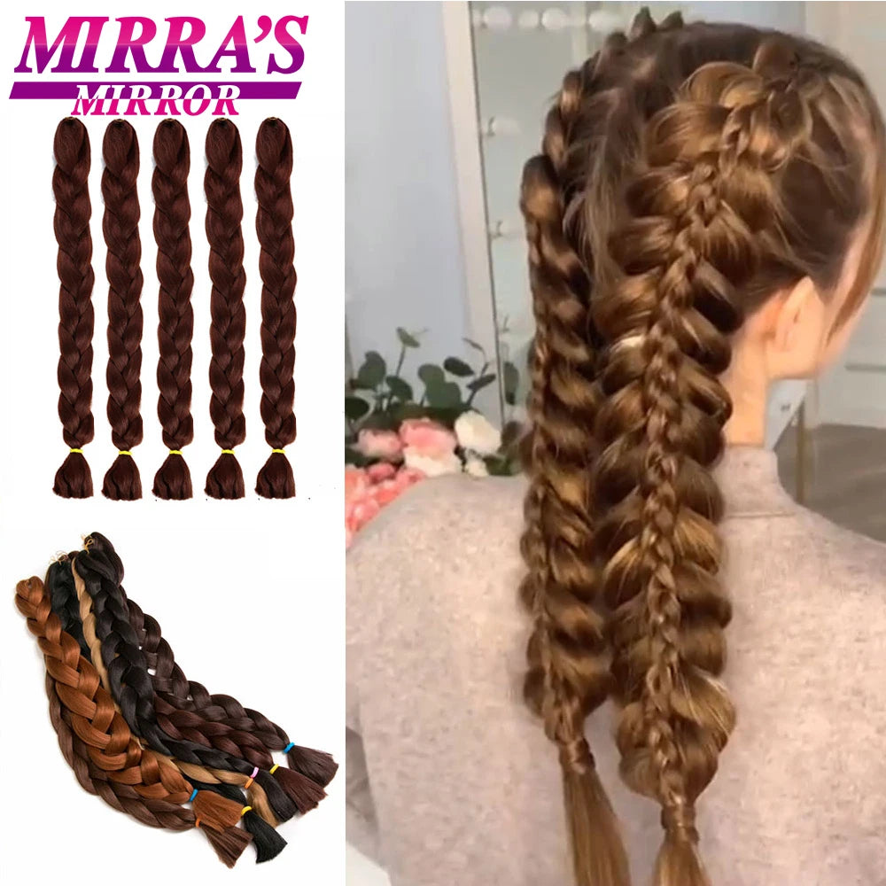 82 Inch Pure Color Jumbo Braiding Hair Extensions Synthetic Braids Ombre Hair For Box Braid Support Wholesale Mirra’s Mirror