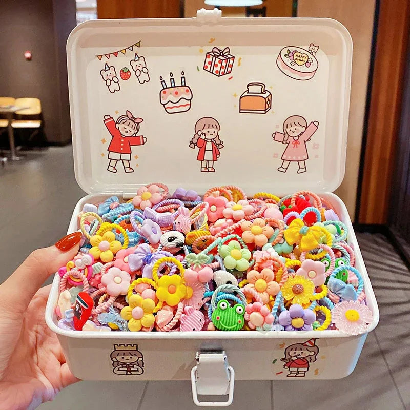 10 Pcs/Set Children Cute Hair Bands Cartoon Flower Elastic Hair Bands Girls Baby Lovely Rubber Bands Gift Kids Hair Accessories Viralgem Store