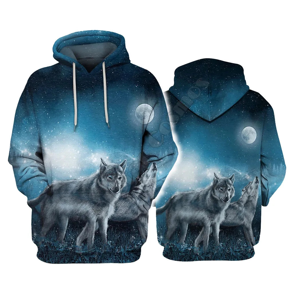 Wolves&Moon 3D Hoodies Printed Pullover Men For Women Funny Sweatshirts Sweater Animal Hoodies Drop Shipping