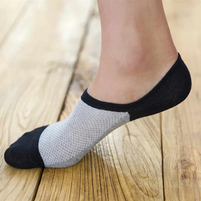 5Pairs Fashion high quality man Non-slip Silicone Invisible Compression Socks Male Ankle Sock Breathable Meias Cotton Boat Socks
