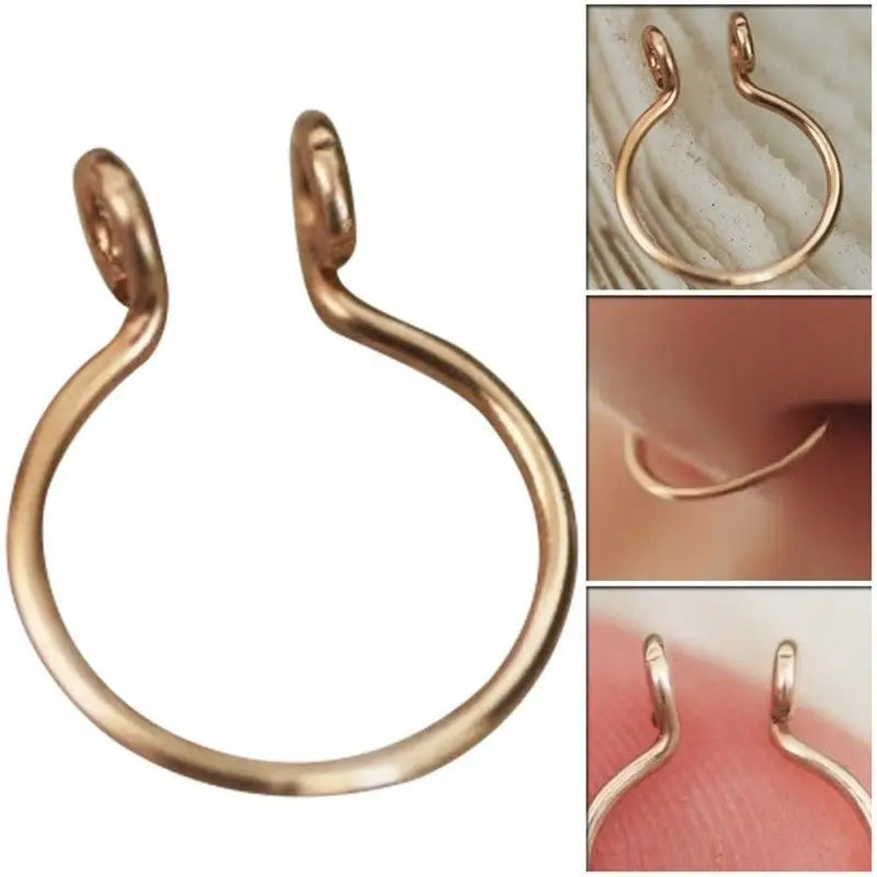 2 Sizes U Shaped Fake Nose Ring Hoop Septum Rings Stainless Steel Nose Piercing Fake Piercing Oreja Pircing Jewelry
