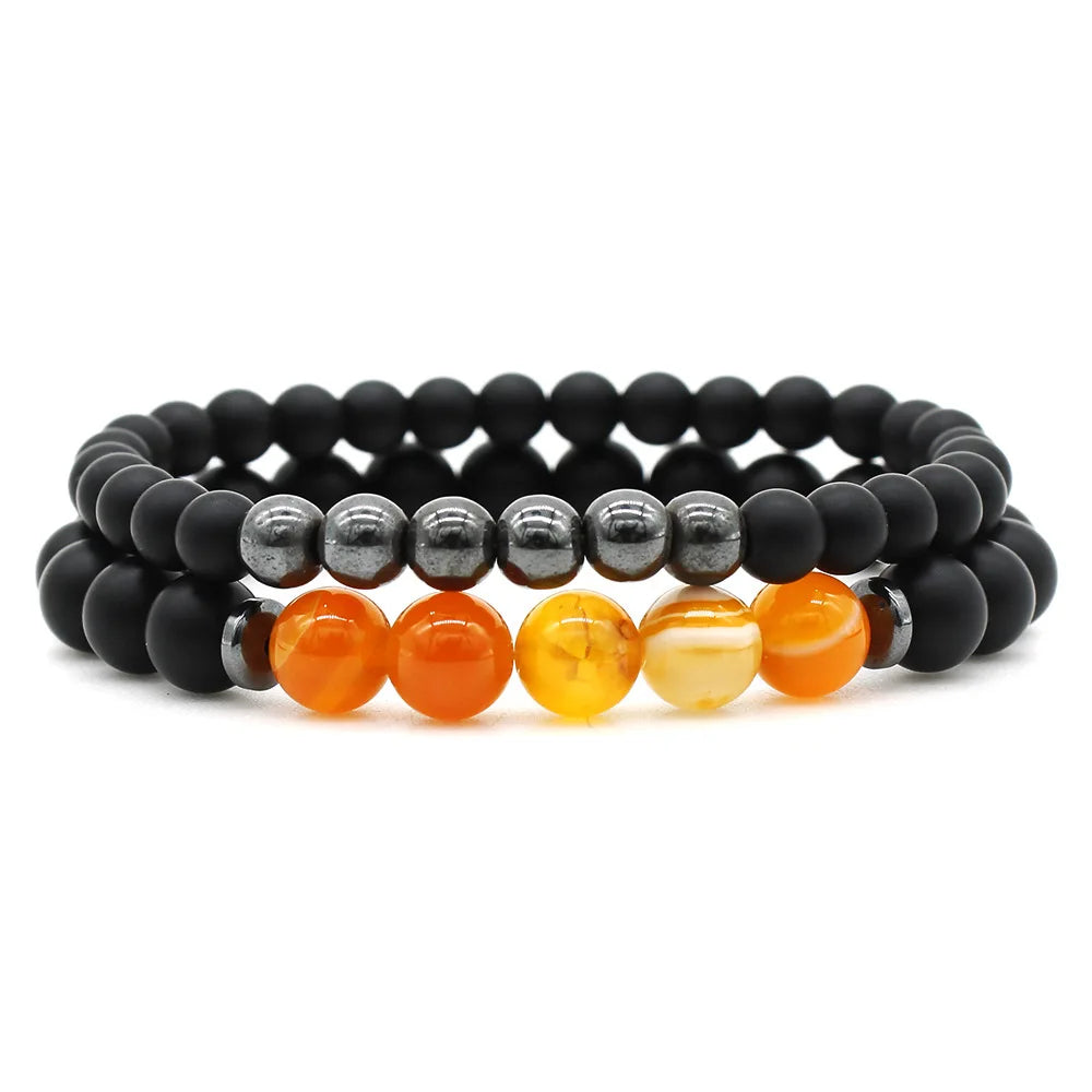 Women Men 8mm Beaded Natural Stone Bracelet Couples Lover Agate Quartz Lava Tiger Eye Healing Energy Bangle Yoga Jewelry