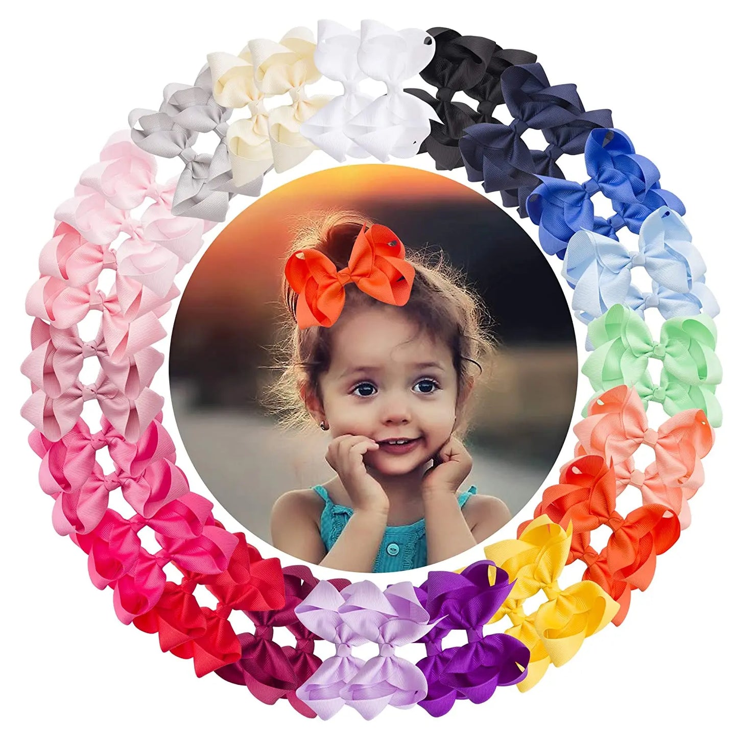 10 Pcs 4'' Cute Solid Grosgrain Ribbon Bowknot Hair Clips For Girls Handmade Hairpins Barrettes Headwear Kids Hair Accessories