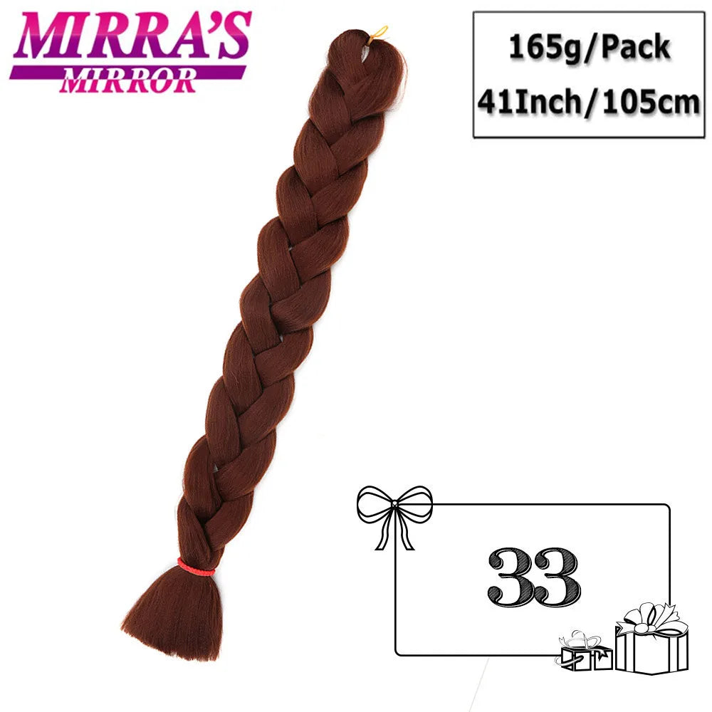 82 Inch Pure Color Jumbo Braiding Hair Extensions Synthetic Braids Ombre Hair For Box Braid Support Wholesale Mirra’s Mirror