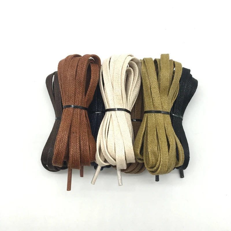 Waxed Flat Shoelaces Leather Waterproof Casual Shoe Laces Unisex Boots Shoelace Length 60 80 100 120 140 160 180CM Shoe Lace