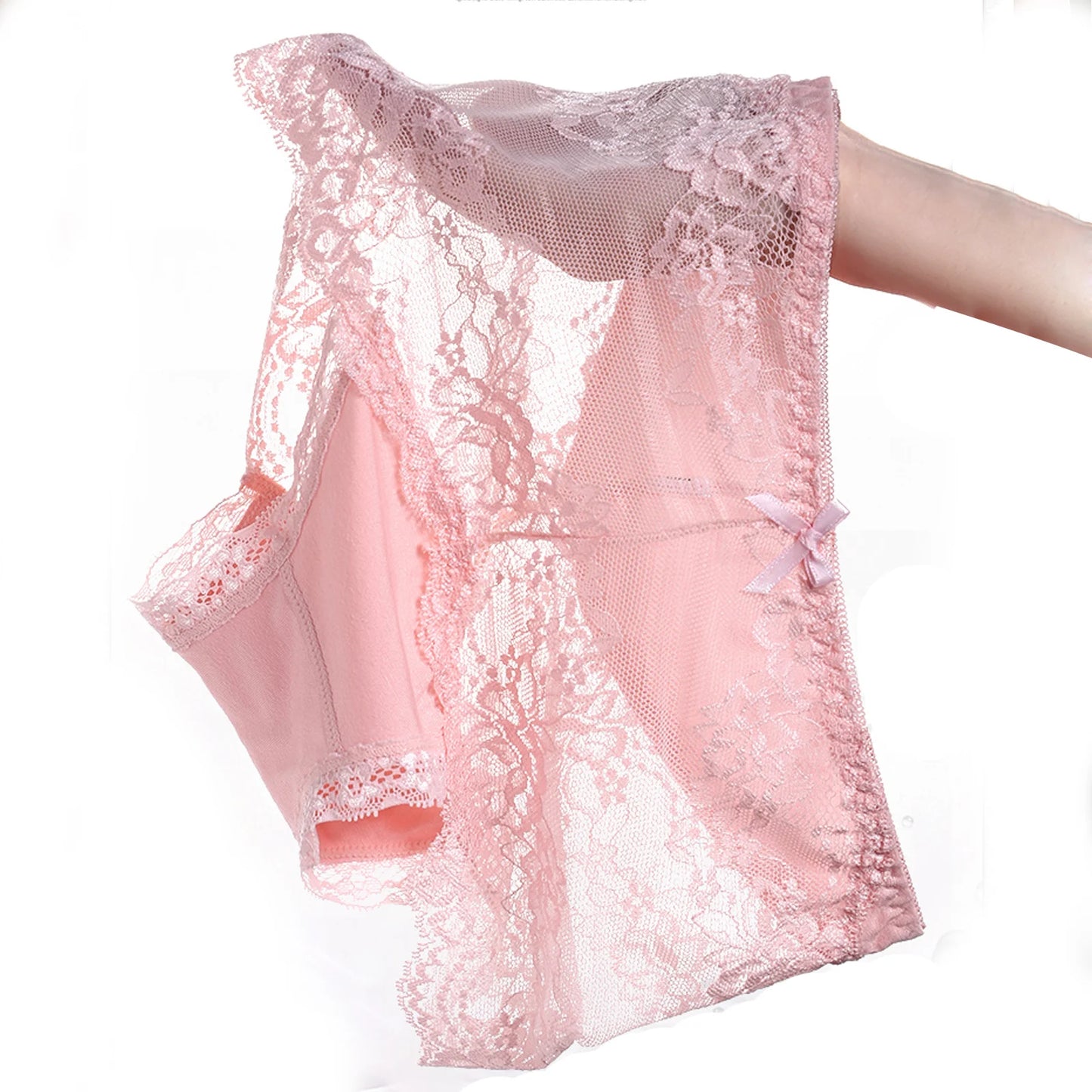 7Pcs Cotton Women's underwear lace transparent panties comfortable antibacterial plus size pants female sexy lingerie