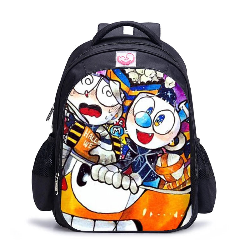 16 Inch Cuphead Game Mugman Children Backpack Lovely Schoolbag Boys and Girls Orthopedic Backpack Pencil Bag Sets