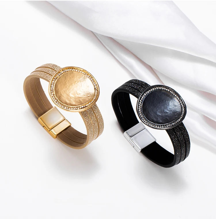 WYBU Wrap Leather Bracelets for Women Fashion Metal Leather Bracelet Charm Couple Wholesale Jewelry Dropshiping