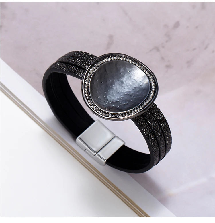 WYBU Wrap Leather Bracelets for Women Fashion Metal Leather Bracelet Charm Couple Wholesale Jewelry Dropshiping