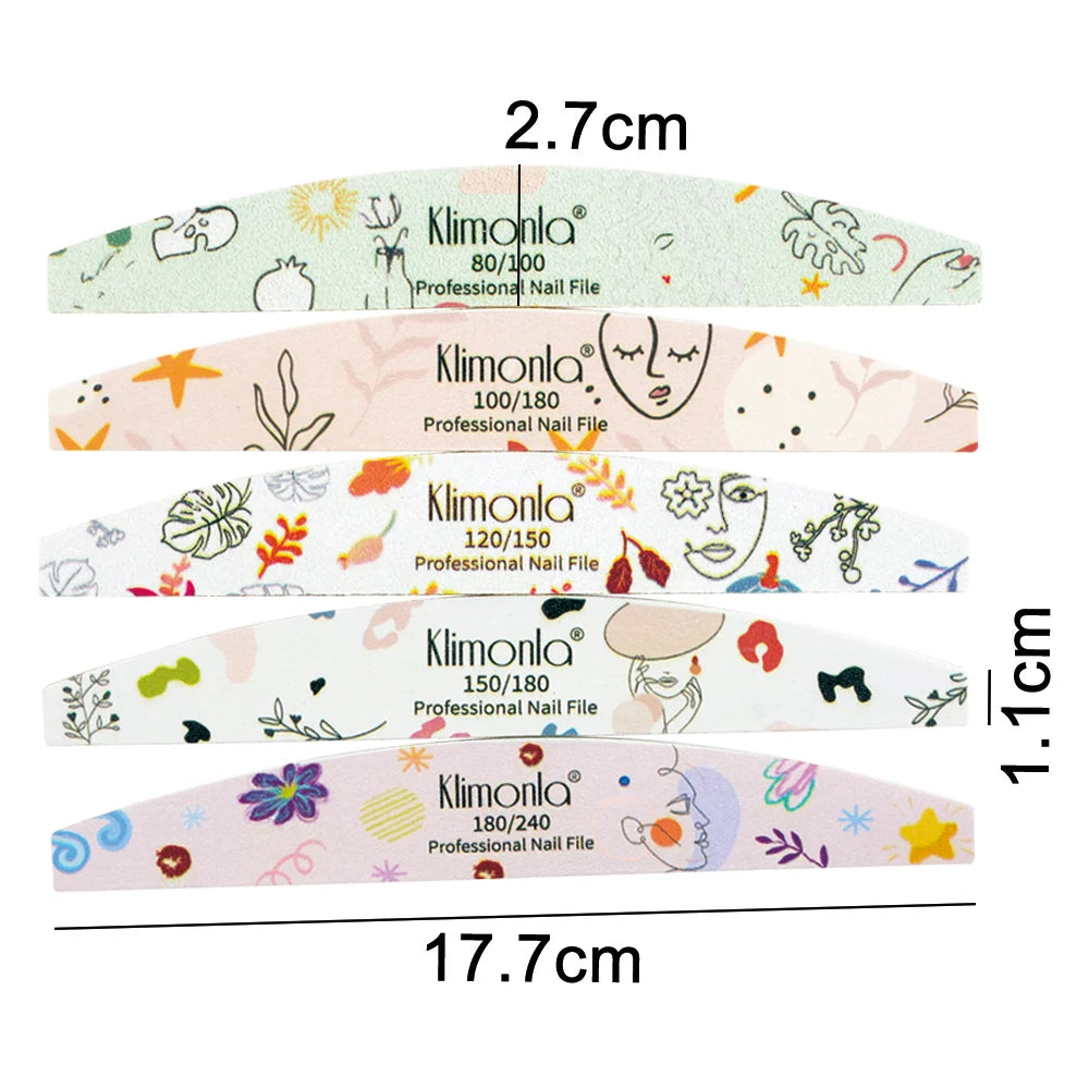 10Pcs/Lot Nail File 100 180 Grit Professional Wooden Two Sided Sanding Files Washable Nails Accessories Manicure Salon Tools