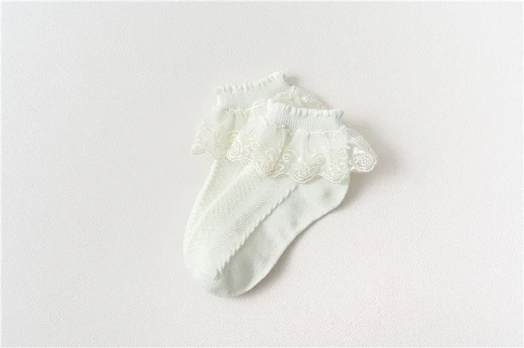 10 Pairs/lot Baby Girls Kids Socks Lace Ruffle Princess Mesh Children Ankle Short Breathable Cotton White Pink Blue Toddler Sock