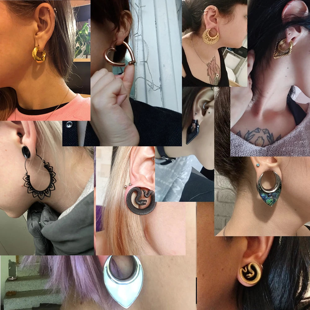 Vanku 2pc Stainless Steel Geometry Saddle Ear Tunnel Plugs Expander Stretchers Gauges Earrings Piercing Body Jewelry