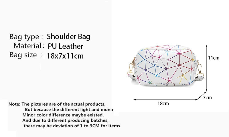 Yogodlns Fashion Laser Shoulder Messenger Bag Female Small Square Bag PU Leather Crossbody Bag Trendy New Satchel Bag Bolsa Viralgem Store