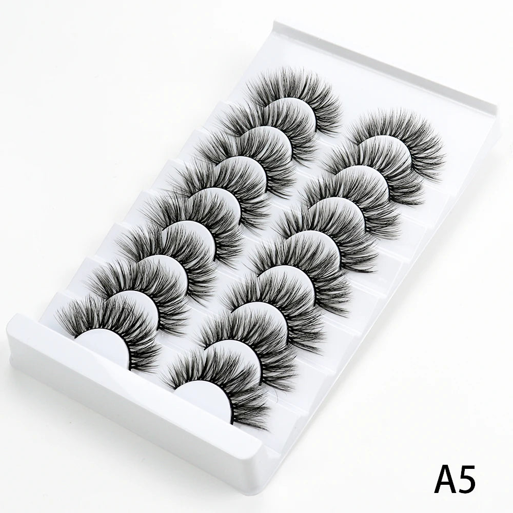 5/7/8 pairs 3D mink Lashes ,soft fluffy natural false eyelashes，individual eyelash extension, makeup tools lashes wholesale