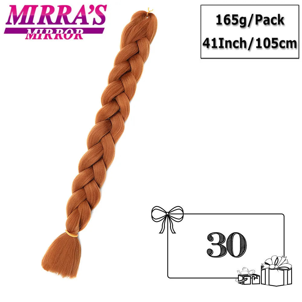 82 Inch Pure Color Jumbo Braiding Hair Extensions Synthetic Braids Ombre Hair For Box Braid Support Wholesale Mirra’s Mirror