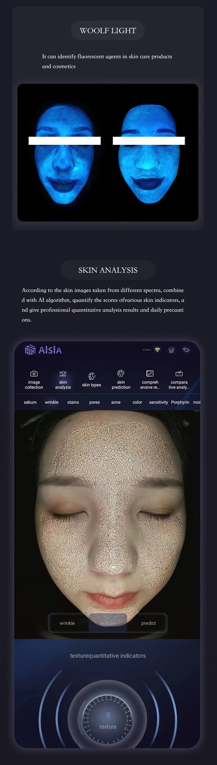 AISIA Q1 3D AI Facial Skin Analyzer Detection Skin Problem Diagnosis 8 Spectrum Professional Analysis Beauty Salon Equipment Viralgem Store