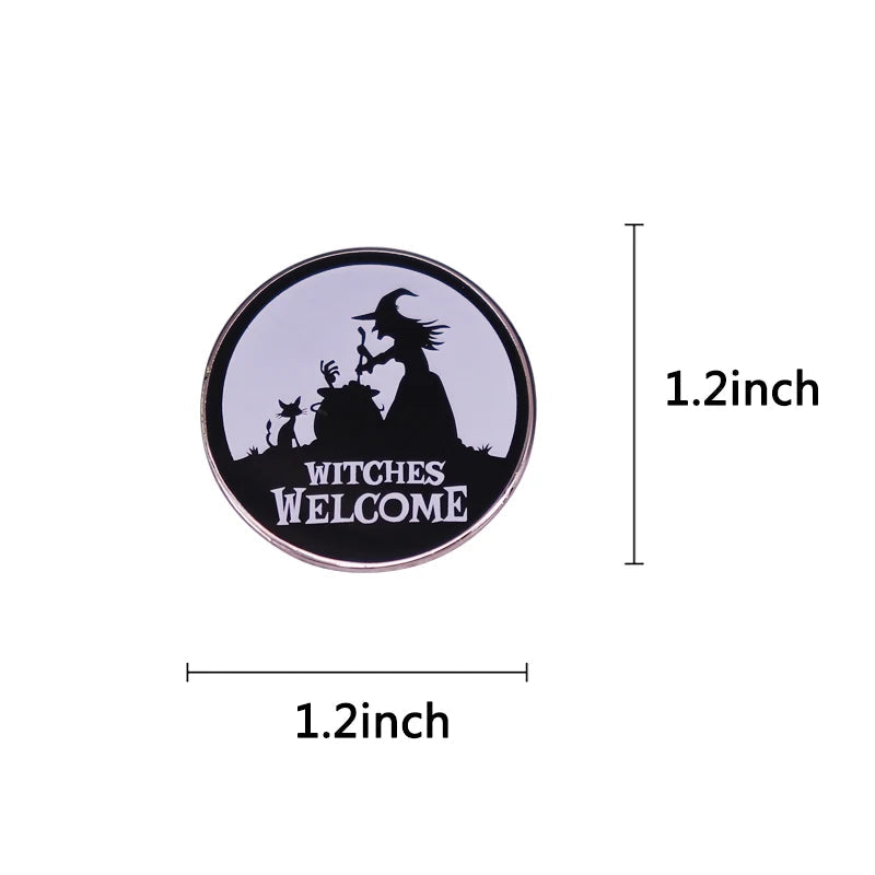 Witch Lapel Pin Collection Magic Broomstic Brooch Ice Cream Mug Frappuccinoo Badge Witches Welcome Jewelry Viralgem Store